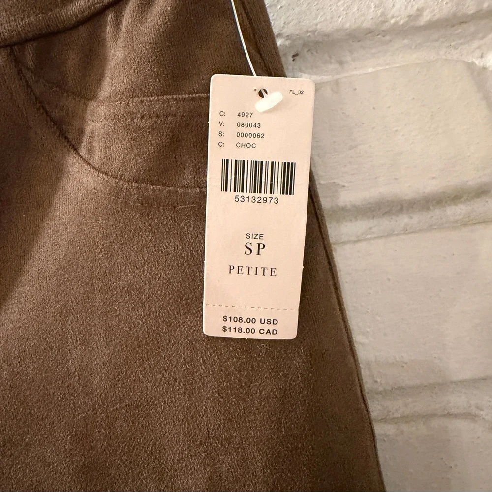 Sanctuary x Anthropologie Brown Faux Suede Pants SP Petite High Rise Skinny NWT